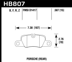 Porsche Panamera Brake Pad Set - Rear - Hawk Performance - HP Plus - `16-`17